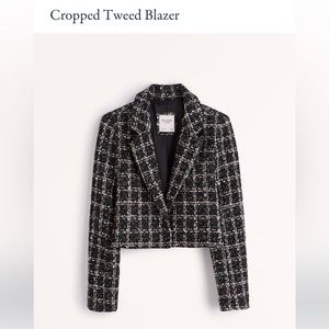 A&F Black & White Cropped Tweed Blazer nwt
